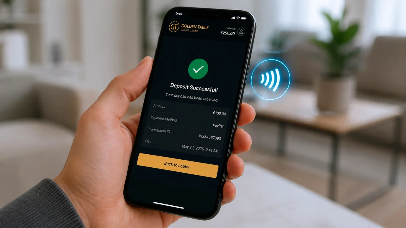 Player using Apple Pay tap to deposit at a UK casino on their smartphone
