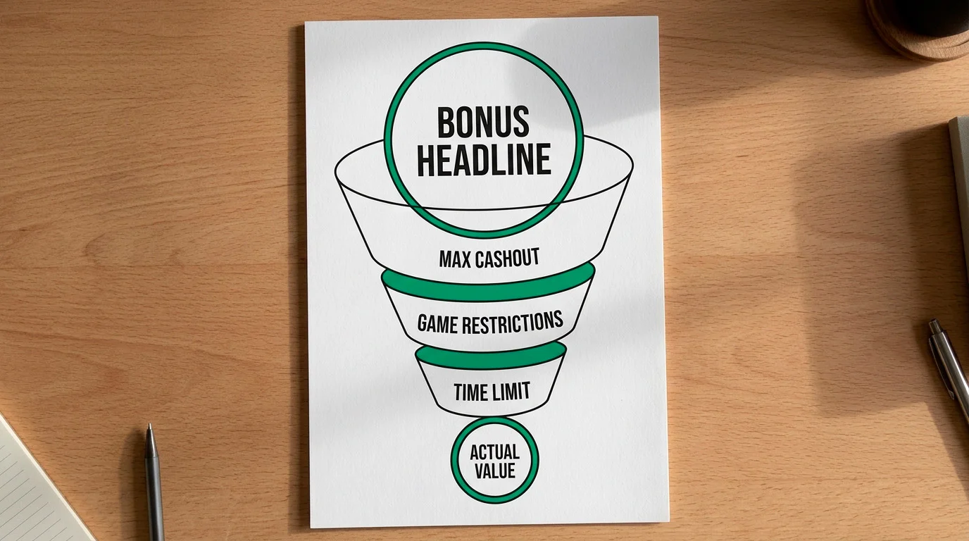 Simplified diagram showing expected bonus return after applying all terms