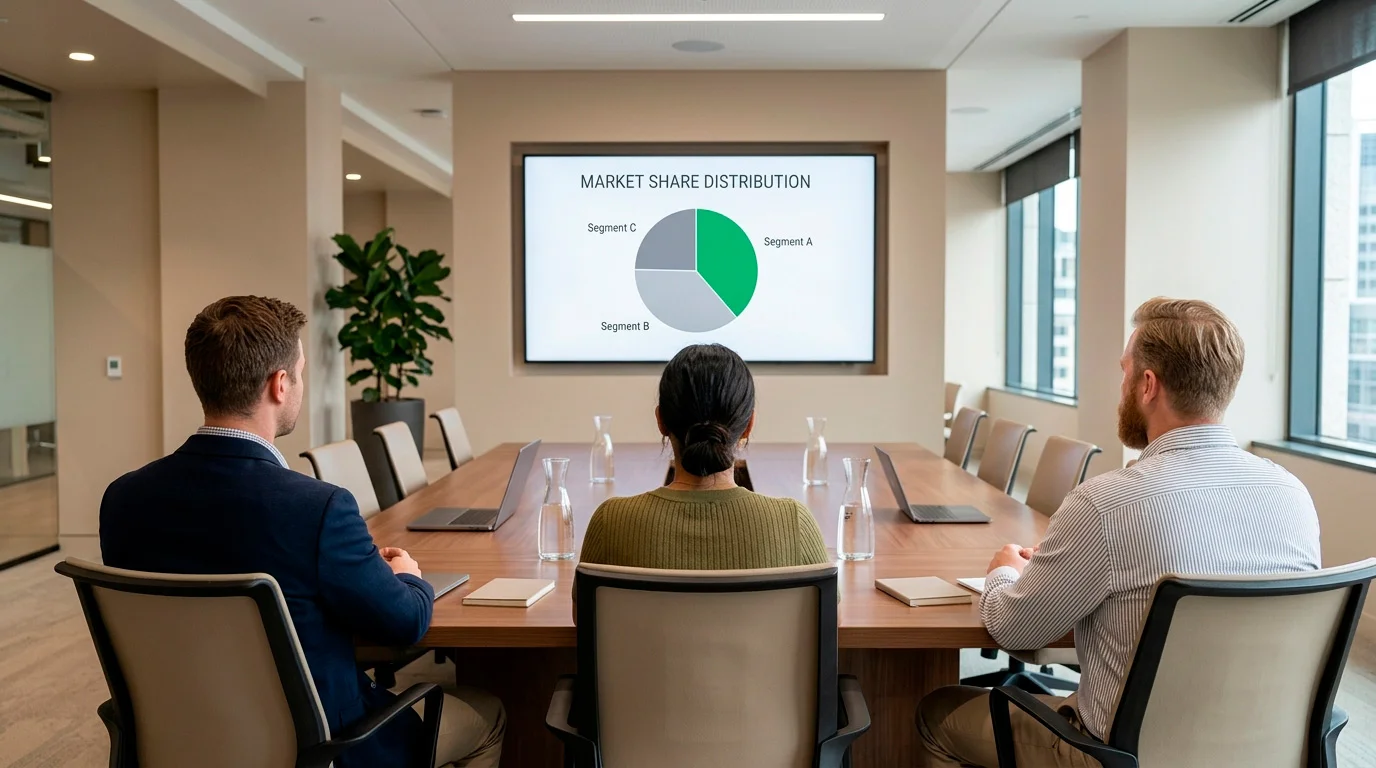 Business meeting room with presentation about adjusted casino promotional strategies