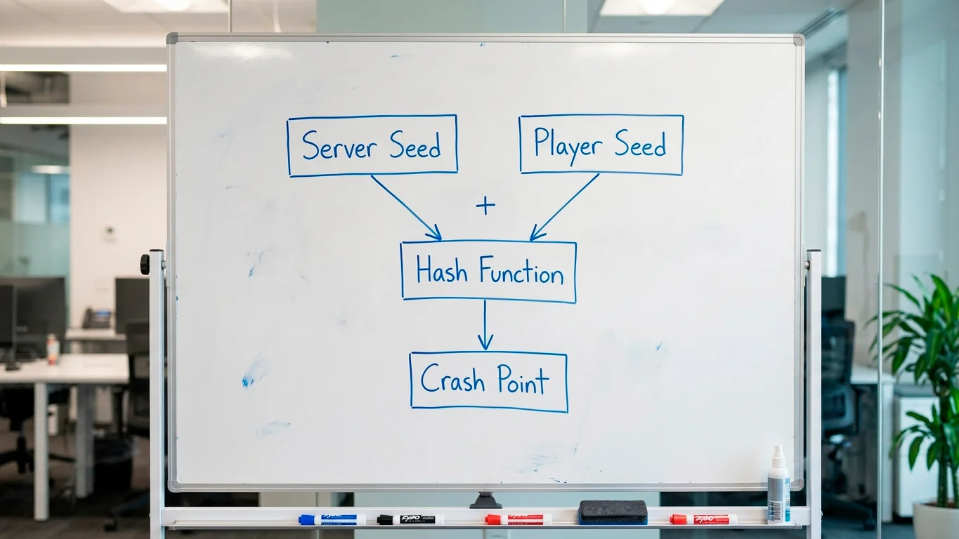 Visual representation of the random number generation behind crash game outcomes