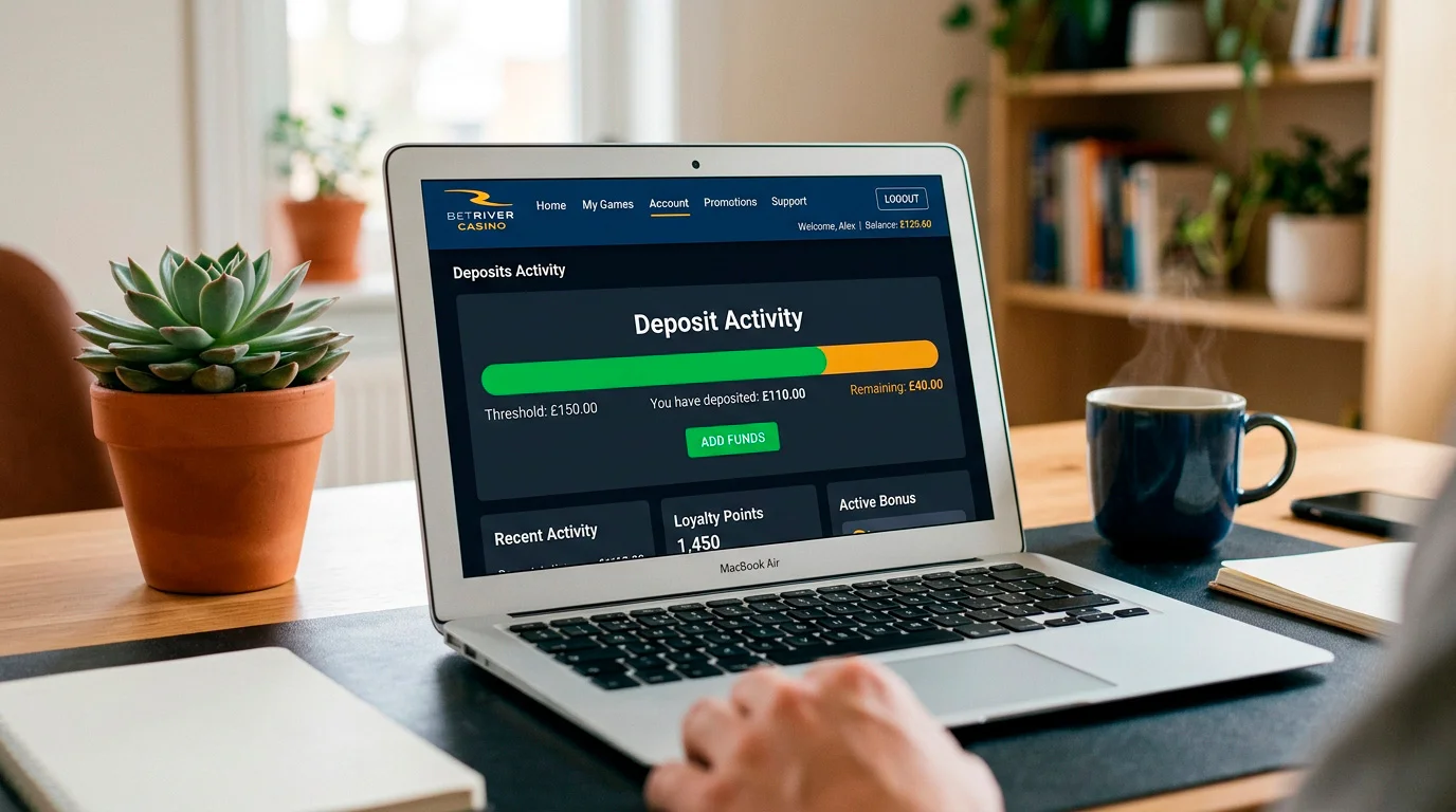Casino interface showing deposit activity monitoring relative to regulatory thresholds