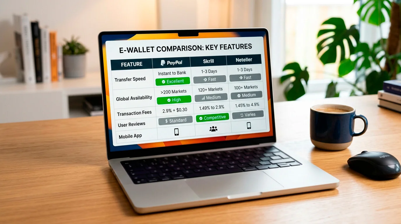 Comparison table of e-wallet options for UK casino players showing speed and availability