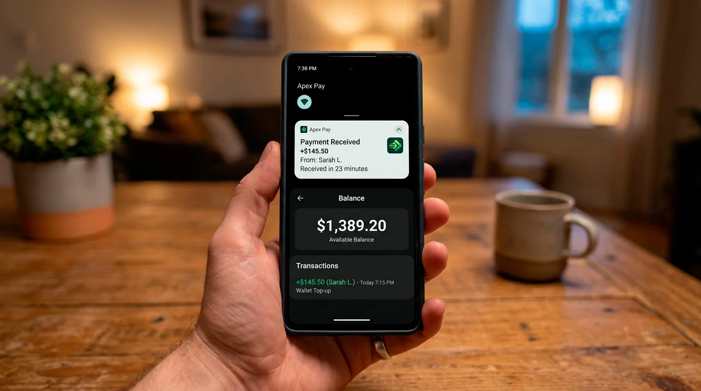 E-wallet withdrawal notification showing rapid fund transfer completion