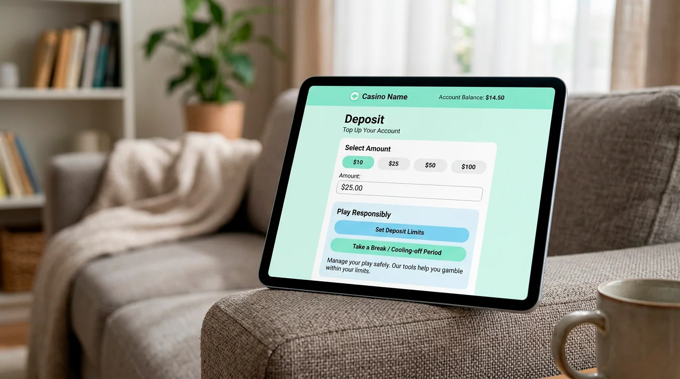 Deposit interface showing a modest first deposit amount appropriate for beginners