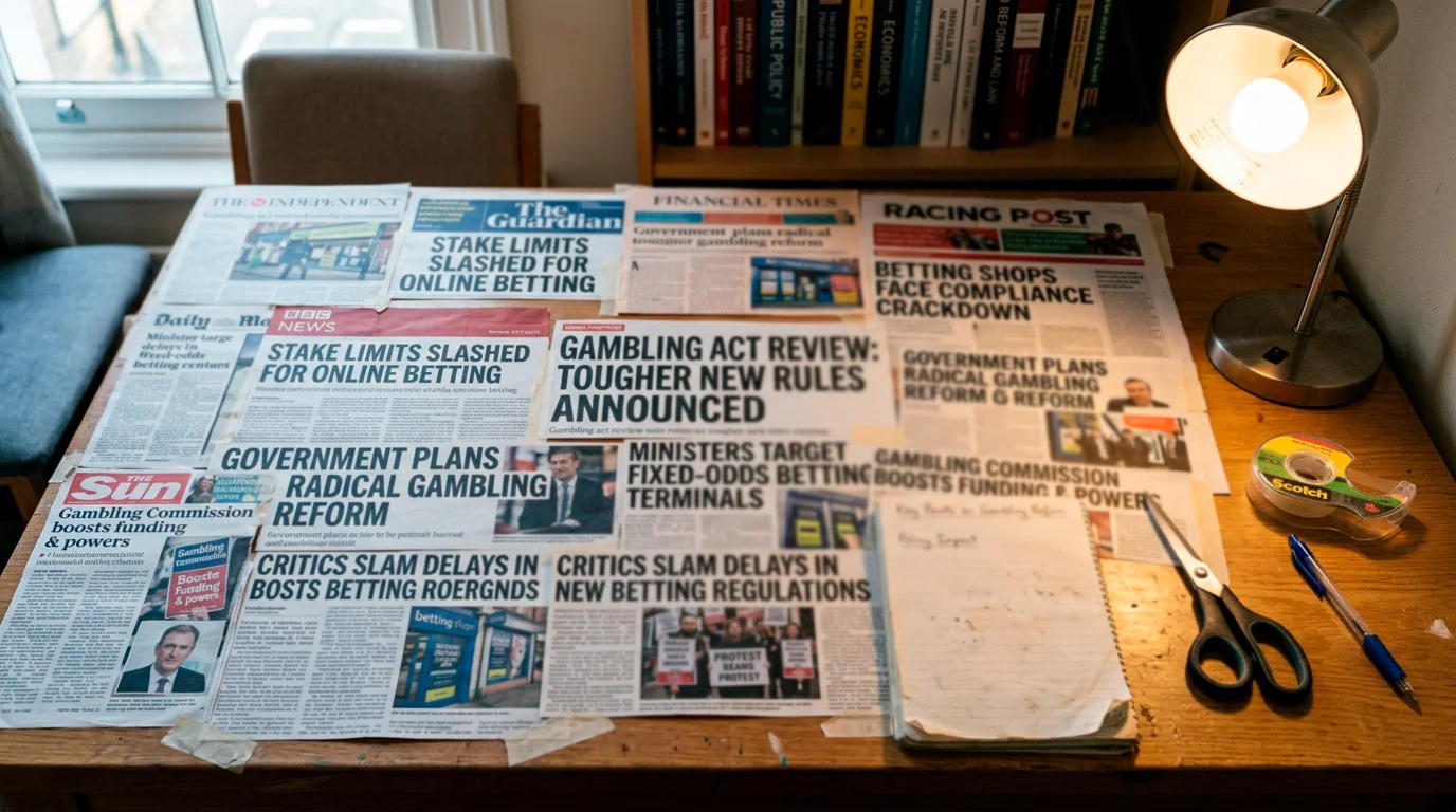 News clippings and media coverage of the FOBT £2 stake limit campaign and implementation