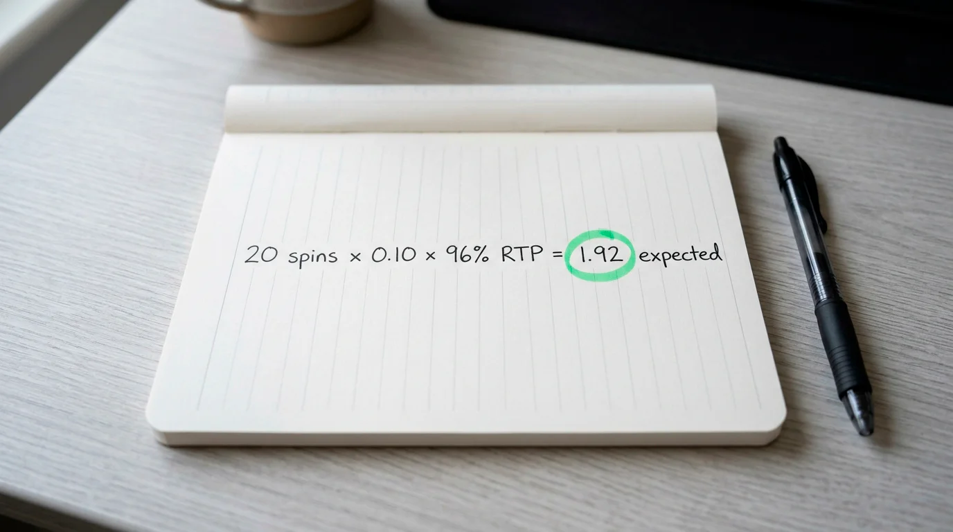 Simplified visual showing expected return calculation from no-deposit free spins