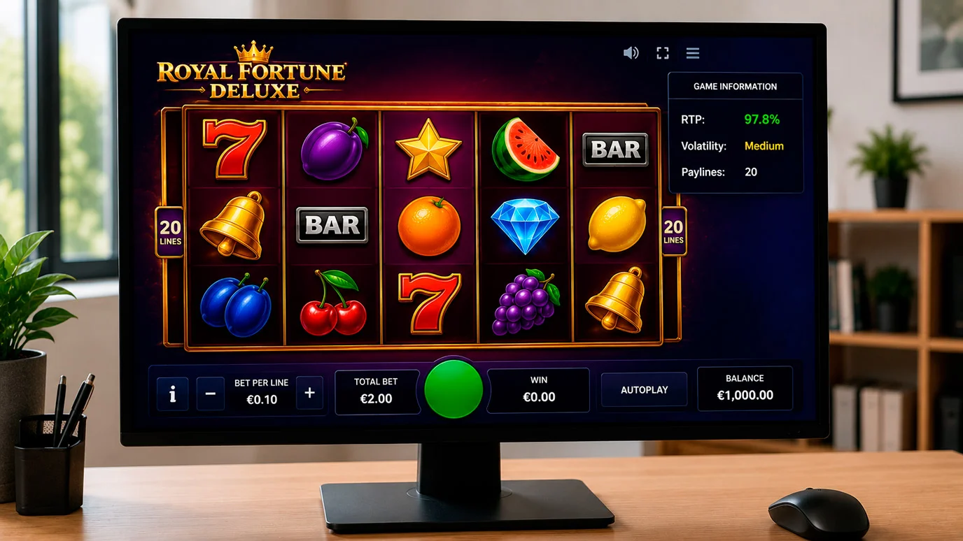Online slot game screen showing high RTP slot with visible return percentage