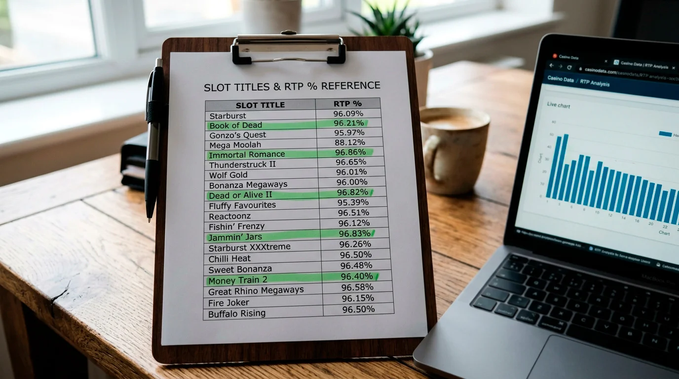 Reference document listing high RTP slot titles available at UK licensed casinos
