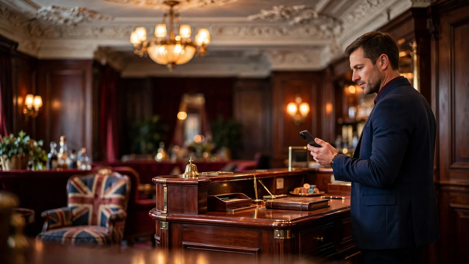 British online casino table with chips and roulette wheel