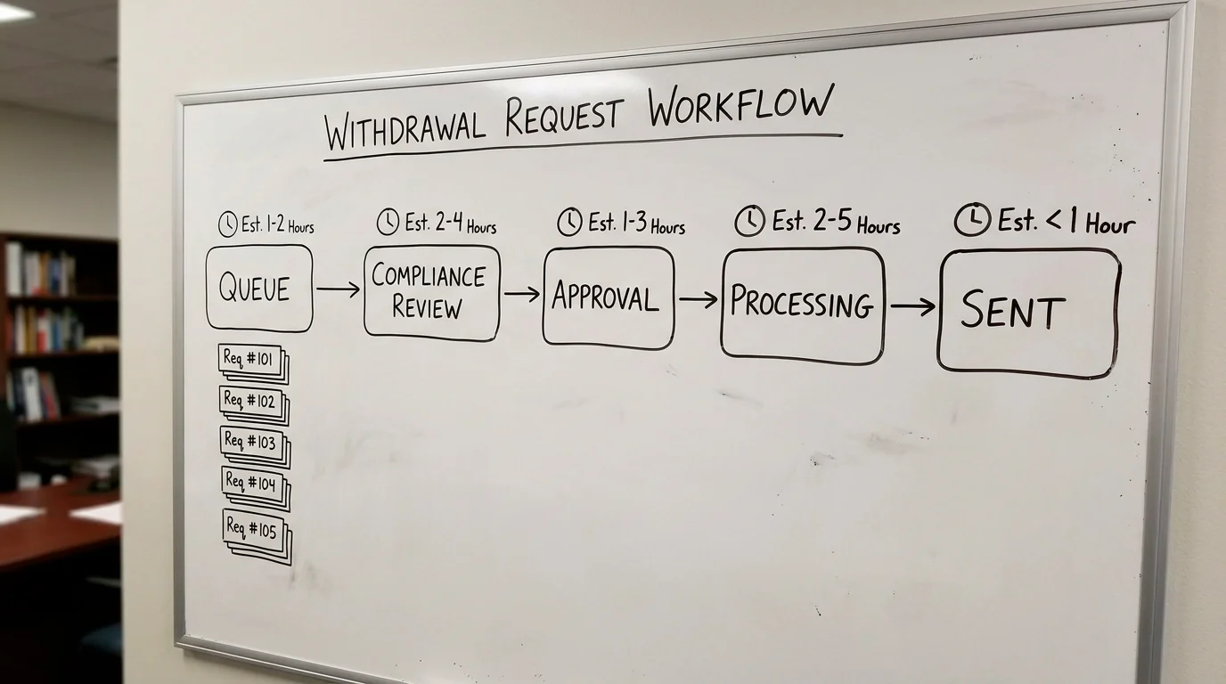 Diagram showing the internal withdrawal processing queue at UK casino operators