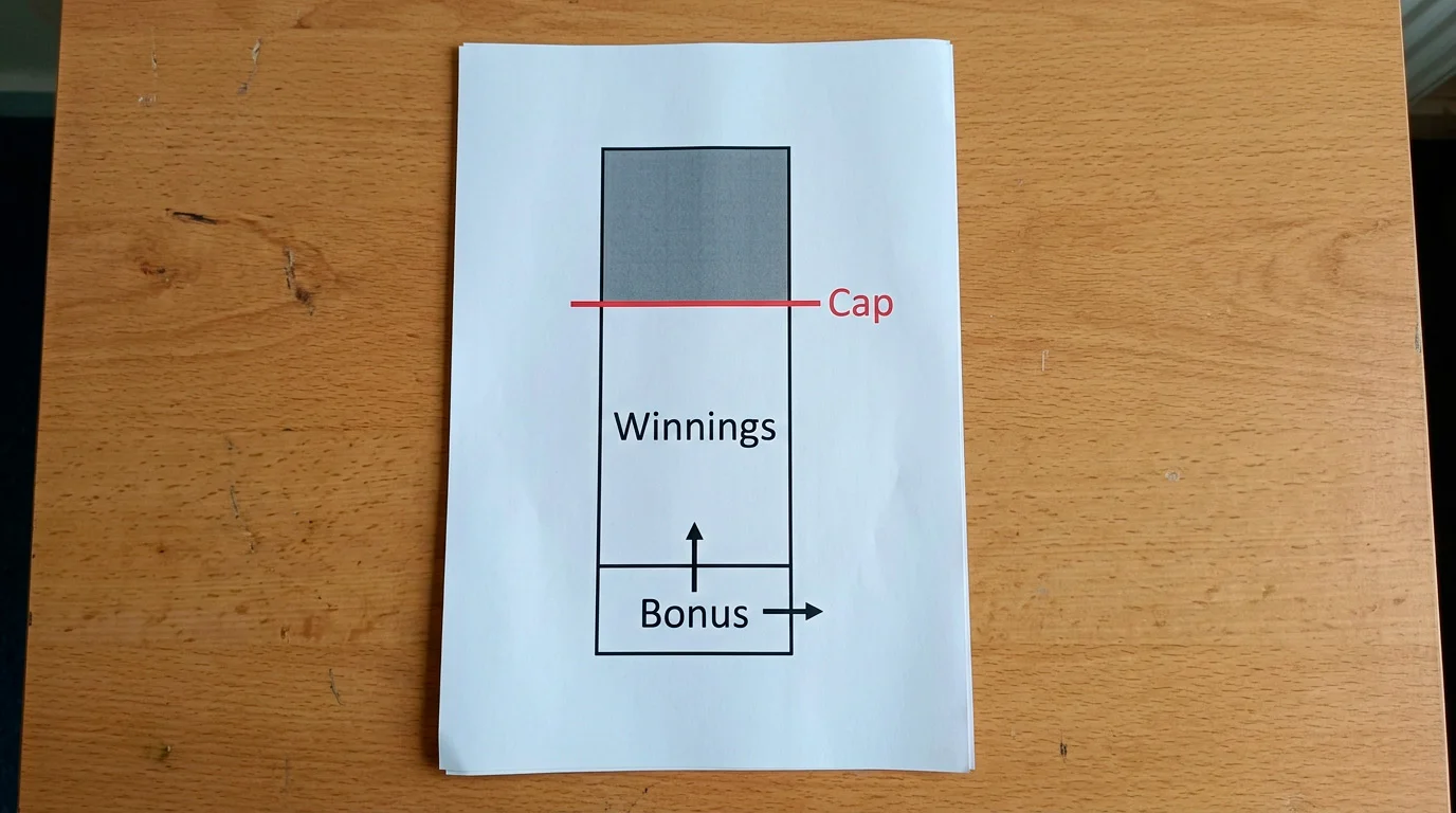 Visual representation of casino bonus maximum win cap limiting player withdrawals