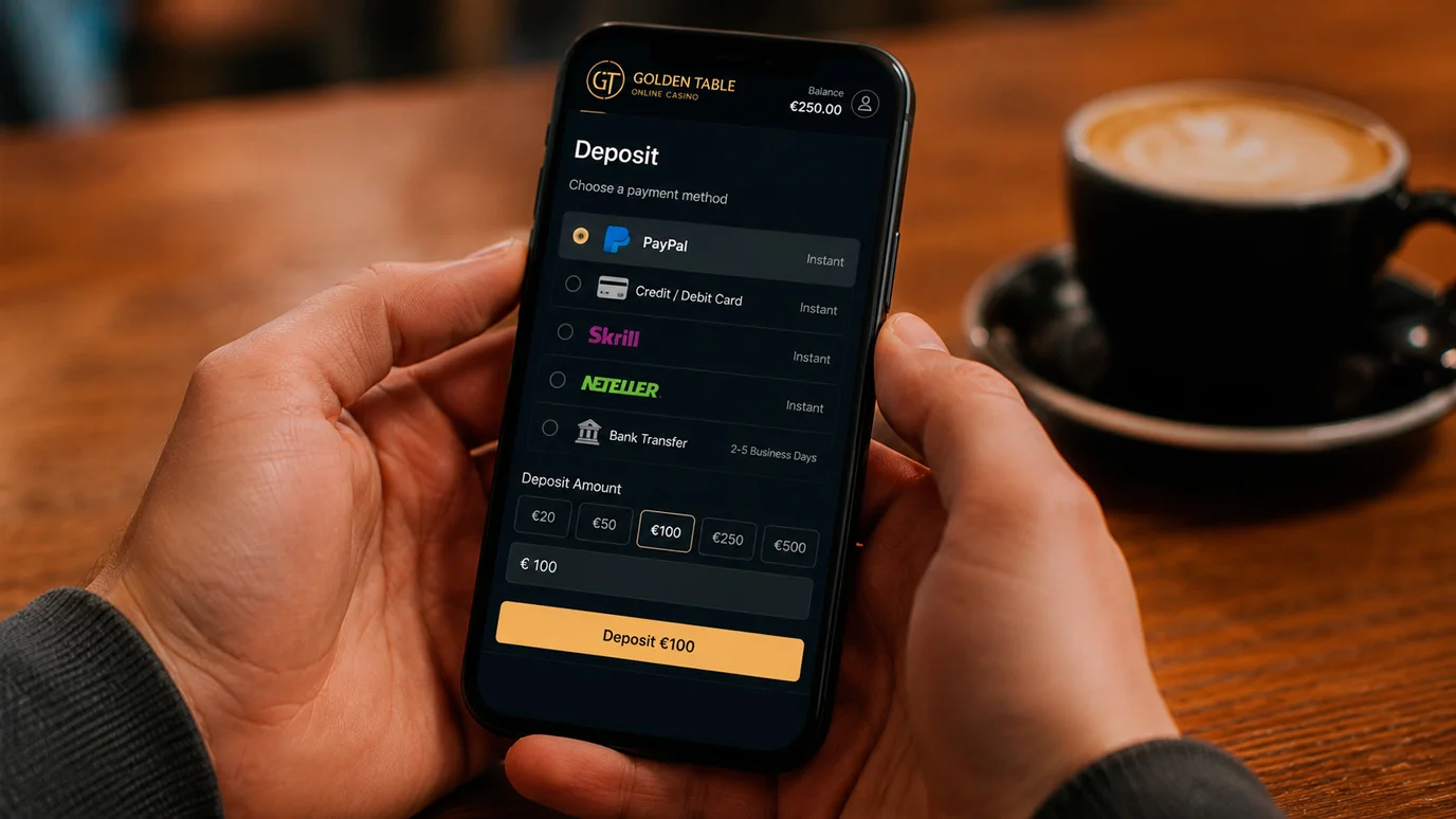 Player initiating a PayPal deposit at a UK online casino on mobile device