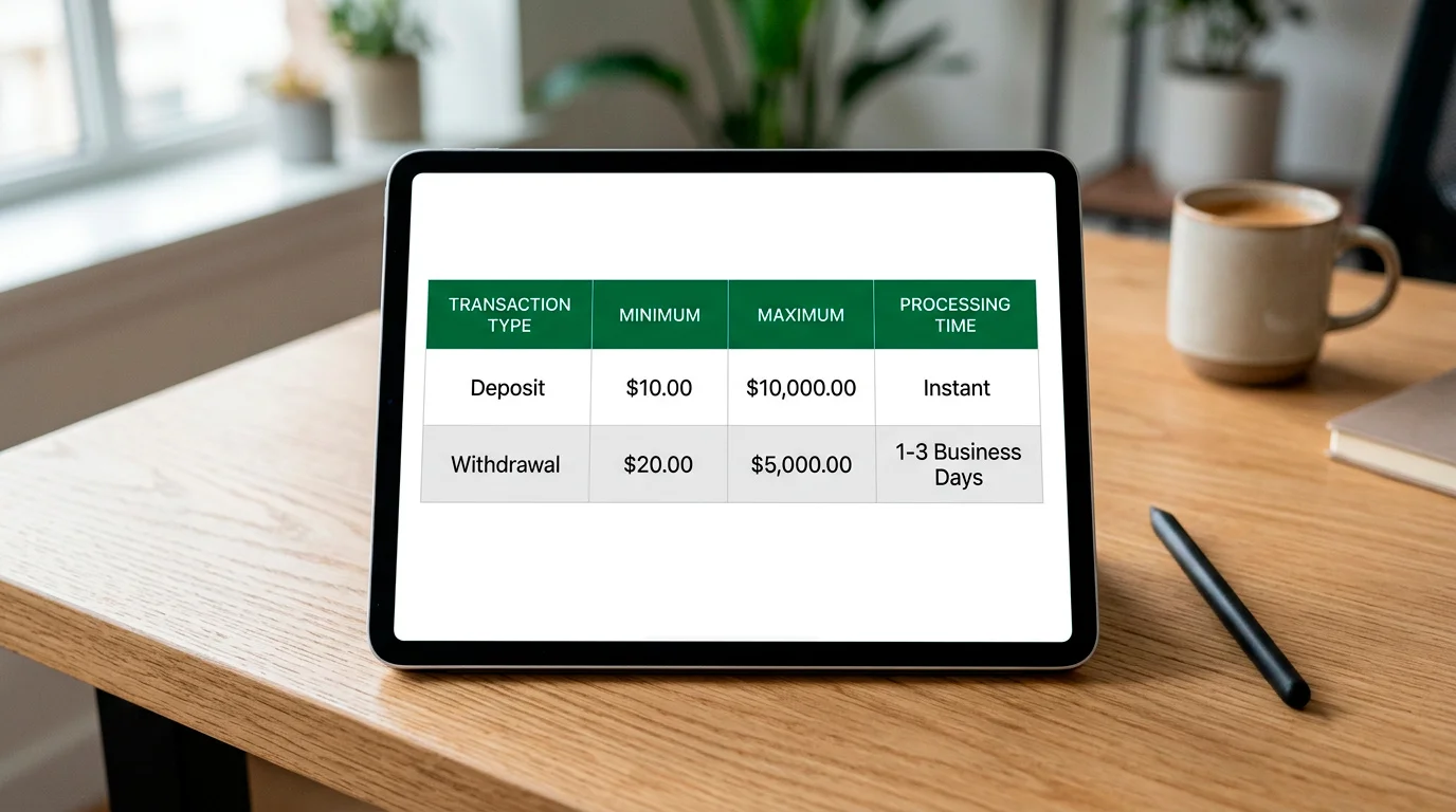 Reference card showing typical PayPal deposit and withdrawal limits at UK casinos