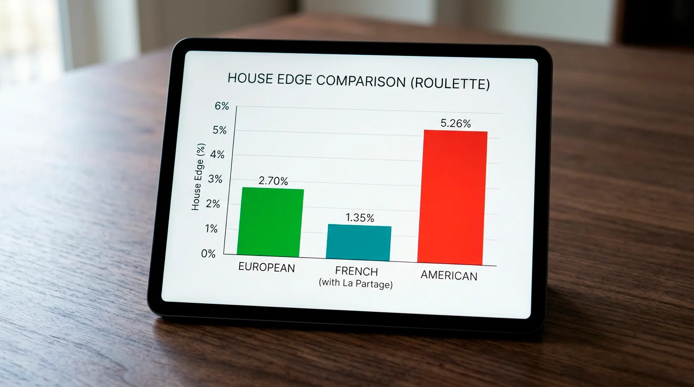 Clean chart comparing house edge percentages across roulette variants