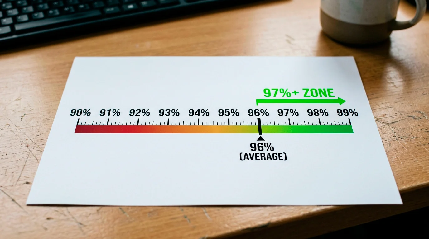 Visual scale showing the range of slot RTP percentages from average to high