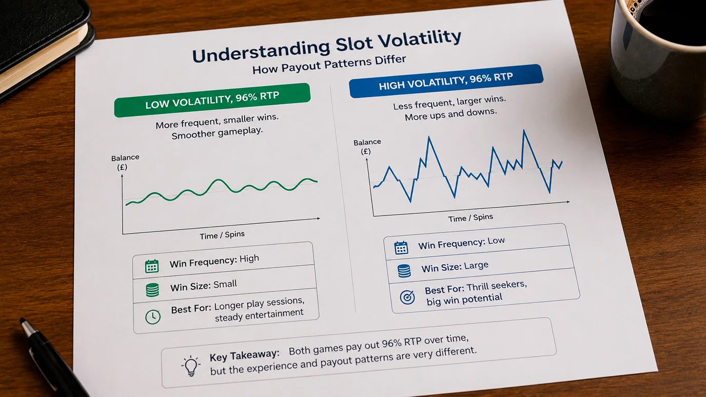 Visual showing how volatility and RTP interact to create different player experiences