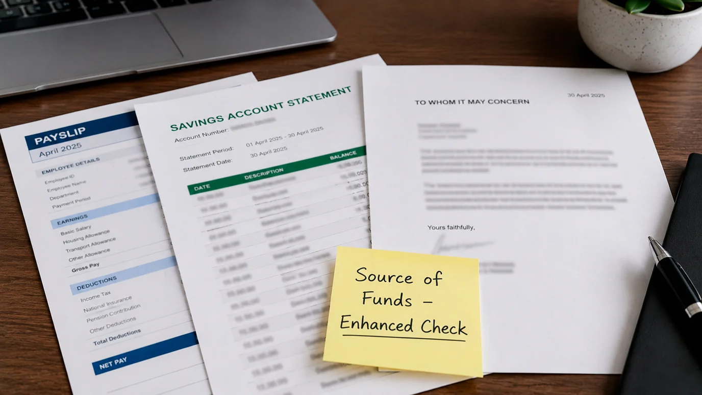 Source of funds documentation examples for UK casino enhanced verification