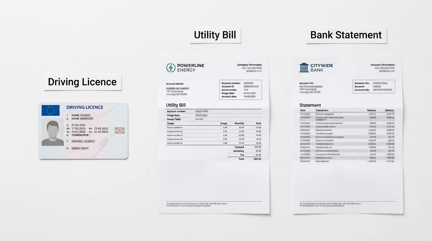 Required verification documents arranged for UK casino account approval