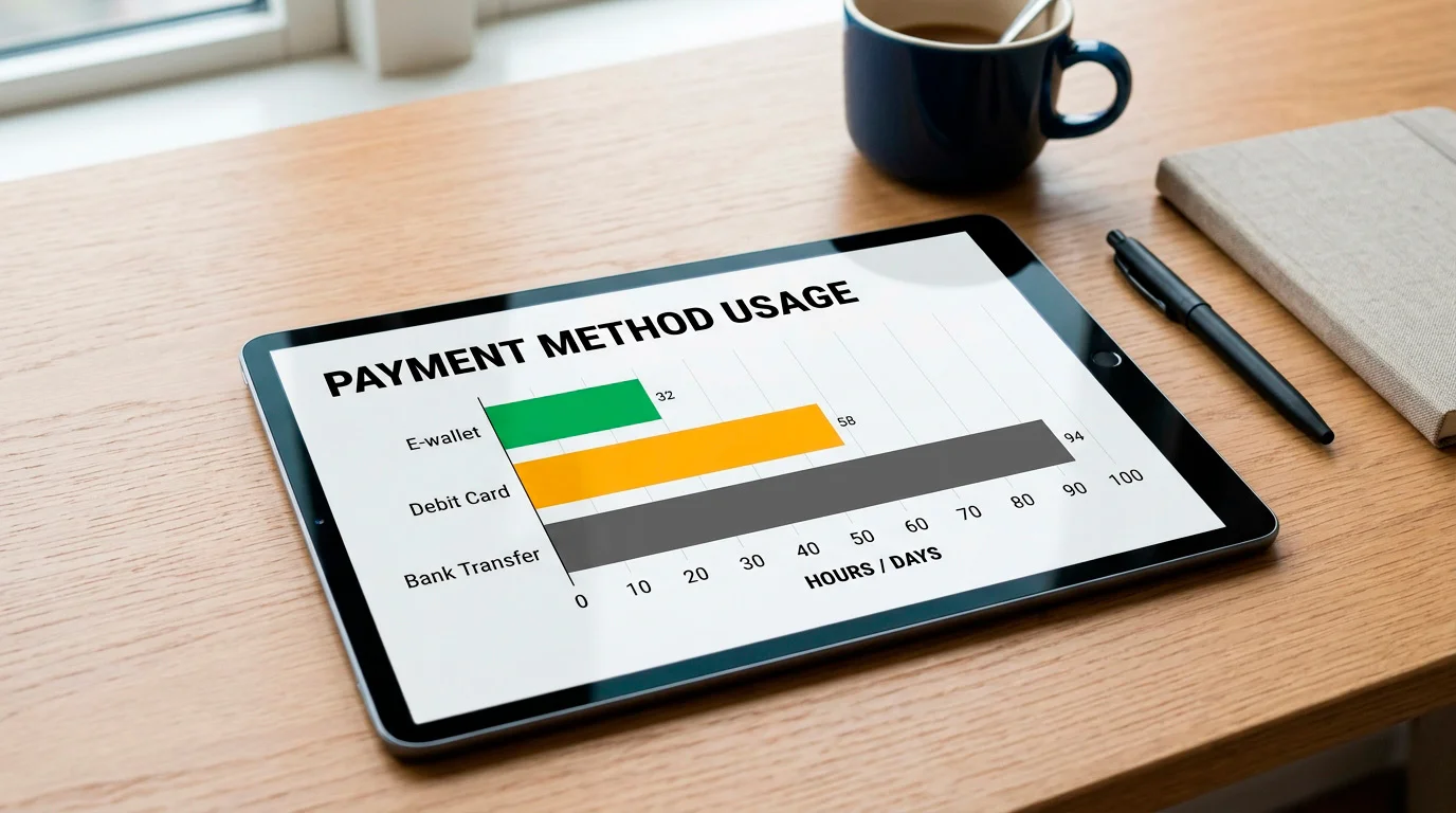 Bar chart comparing withdrawal processing speeds for different payment methods